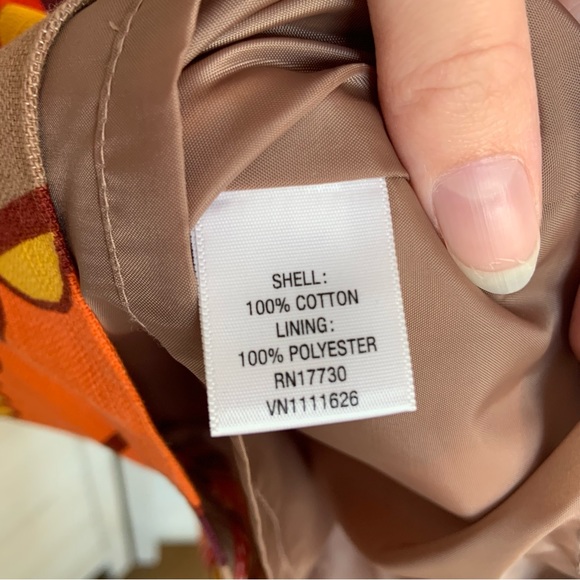 Merona Retro Geometric Multicolor Beige Red Orange Strapless Mini Dress - Picture 10 of 10